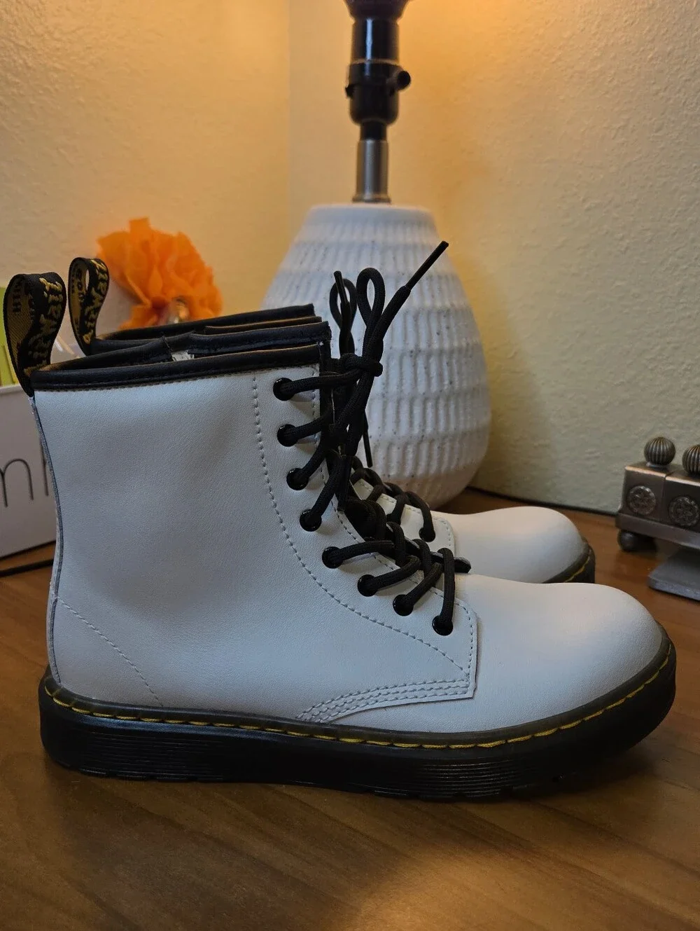 Dr. Martens Zavala Combat Boots in White Size:  US4M 
